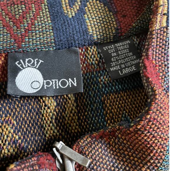 Vtg. 90s First Option Sleeveless Tapestry Vest SZ L - Picture 3 of 6